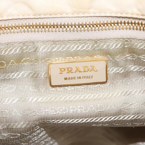 PRADA Hand Bag Nylon 2way Ivory Gold Auth 115040 - Picture 12 of 16